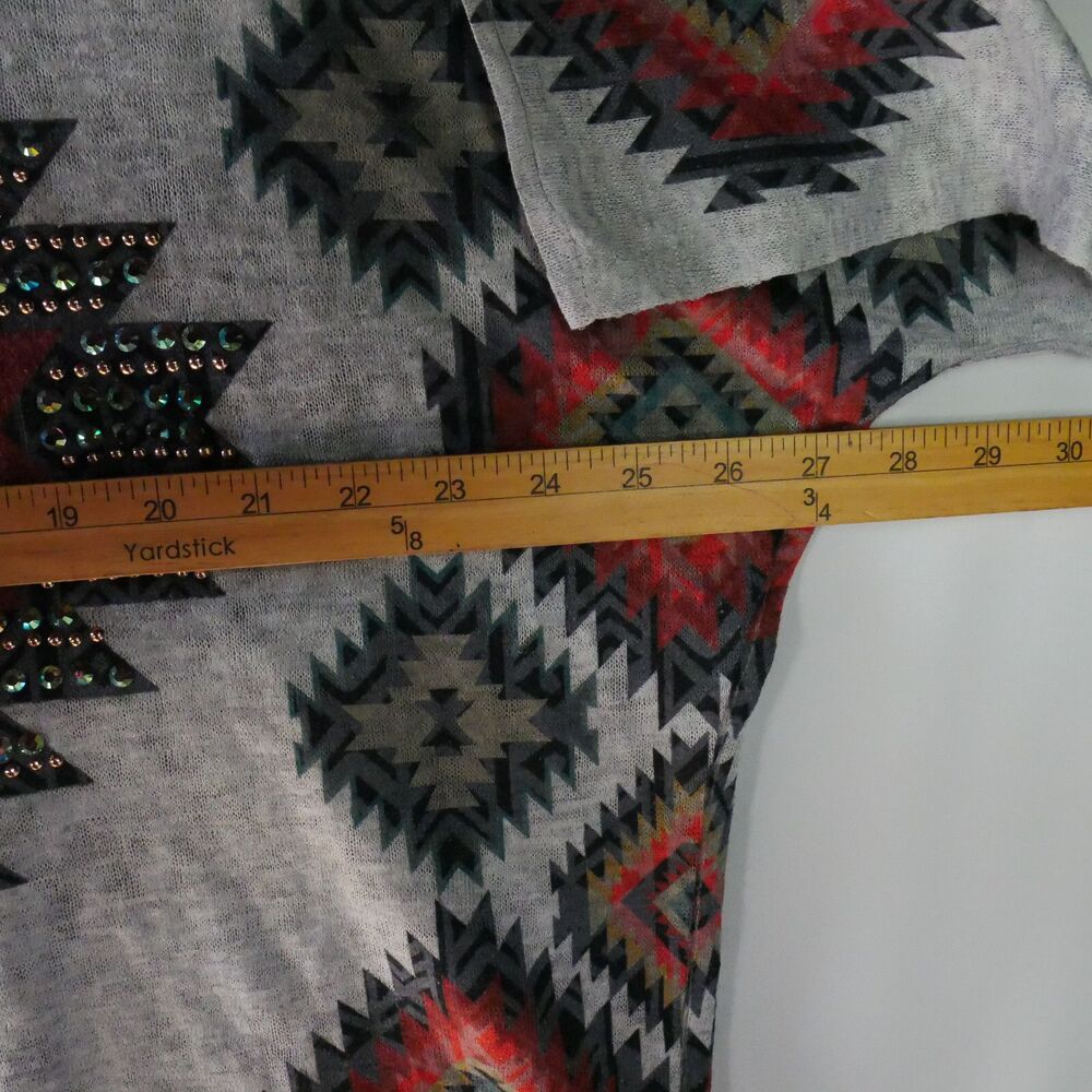 Vocal Southwest Knit Cardigan Womens Size XL Gray Jewel Studded Dolman Sleeve - Picture 9 of 11